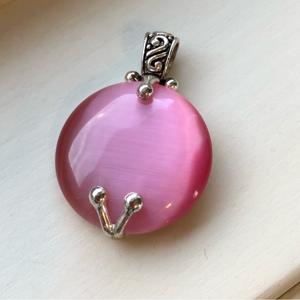 Vintage Pink and Silver Tone Amulet.